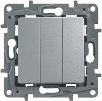 Выключатель без рамки Legrand Etika 3-кл. алюминий  картинка